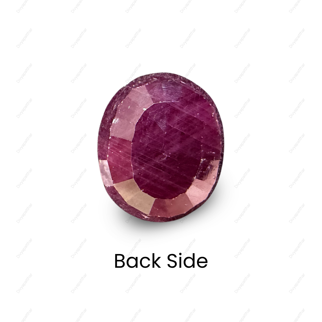 Natural Ruby (Manik) Gemstone – Oval Shape (5.75 Carat | 6.26 Ratti | 11.5 × 9.6 × 4.8 mm)