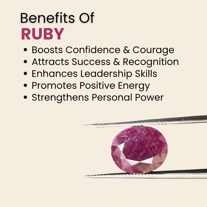 Natural Ruby (Manik) Gemstone – Oval Shape (5.75 Carat | 6.26 Ratti | 11.5 × 9.6 × 4.8 mm)