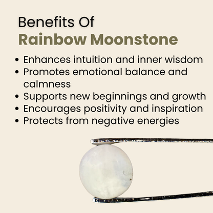 Natural Rainbow Moonstone Gemstone – Round Shape (4.75 Carat | 5.17 Ratti)