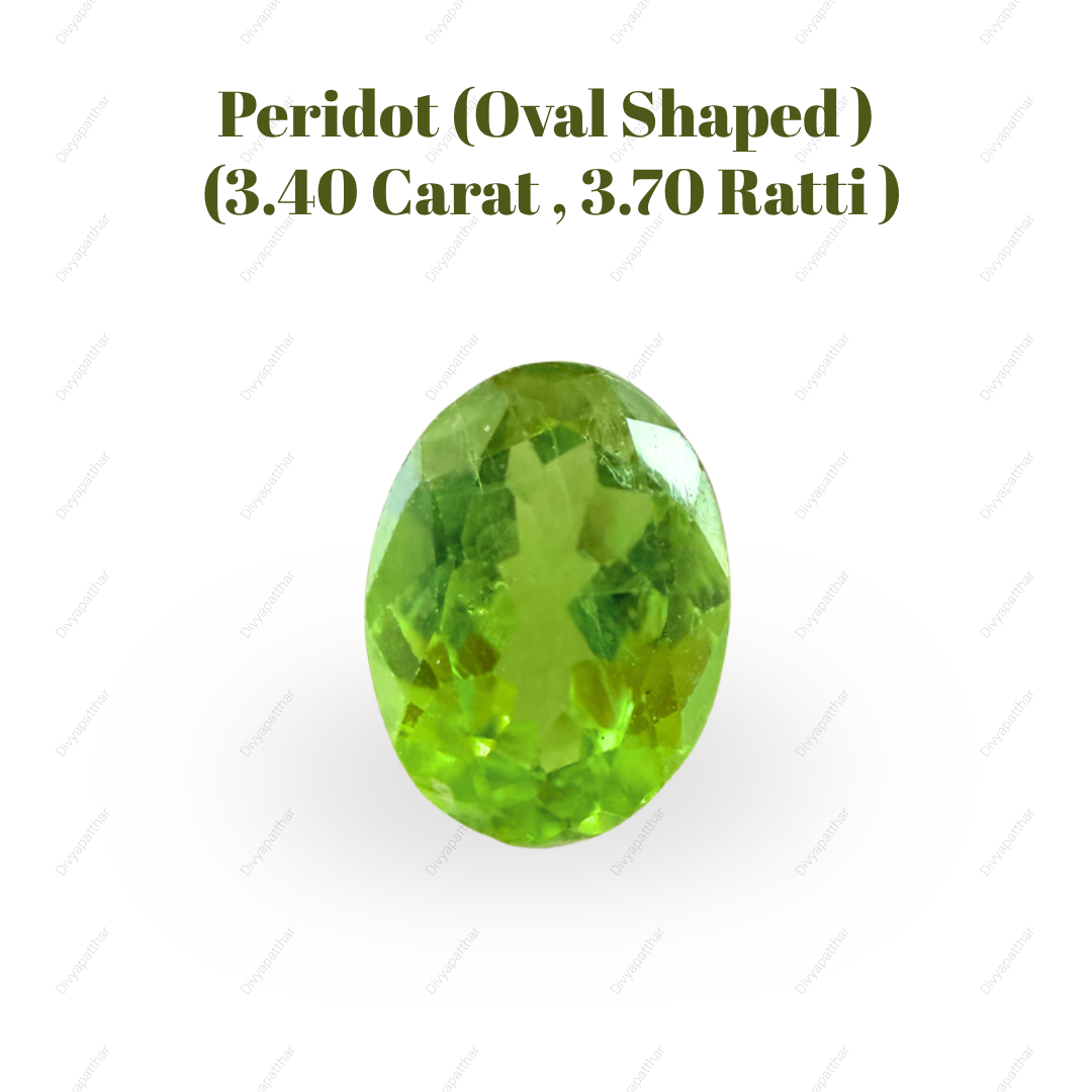 Natural Peridot Gemstone – Oval Shape (3.40 Carat | 3.70 Ratti)