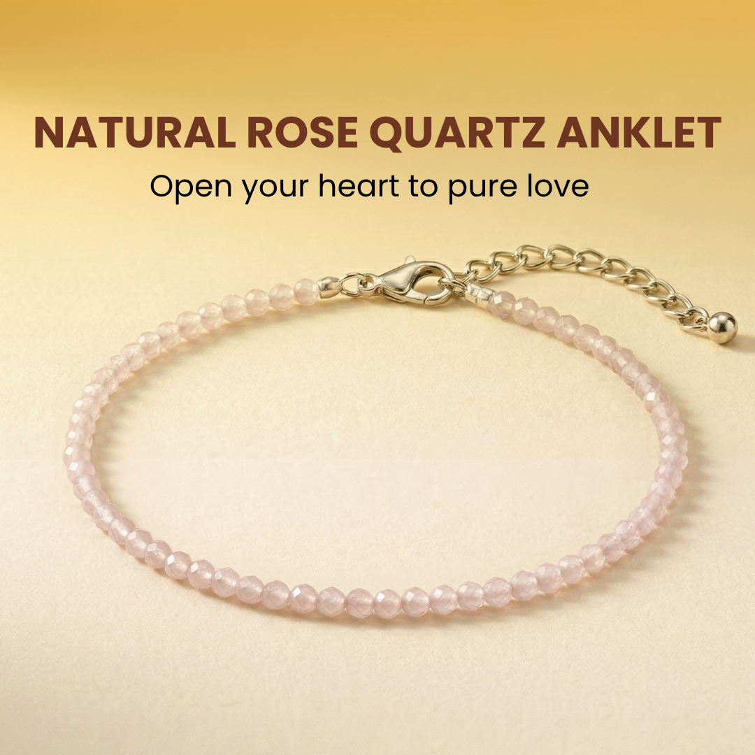 Natural Rose Quartz Anklet (Love, Emotional Healing & Elegant Fashion Charm)