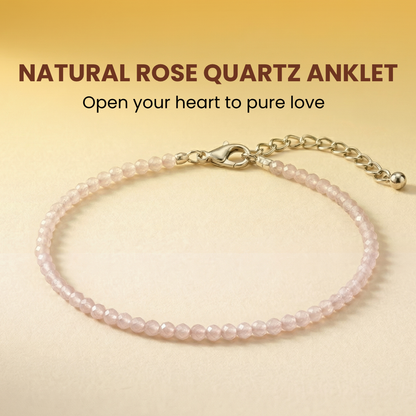 Natural Rose Quartz Anklet (Love, Emotional Healing & Elegant Fashion Charm)