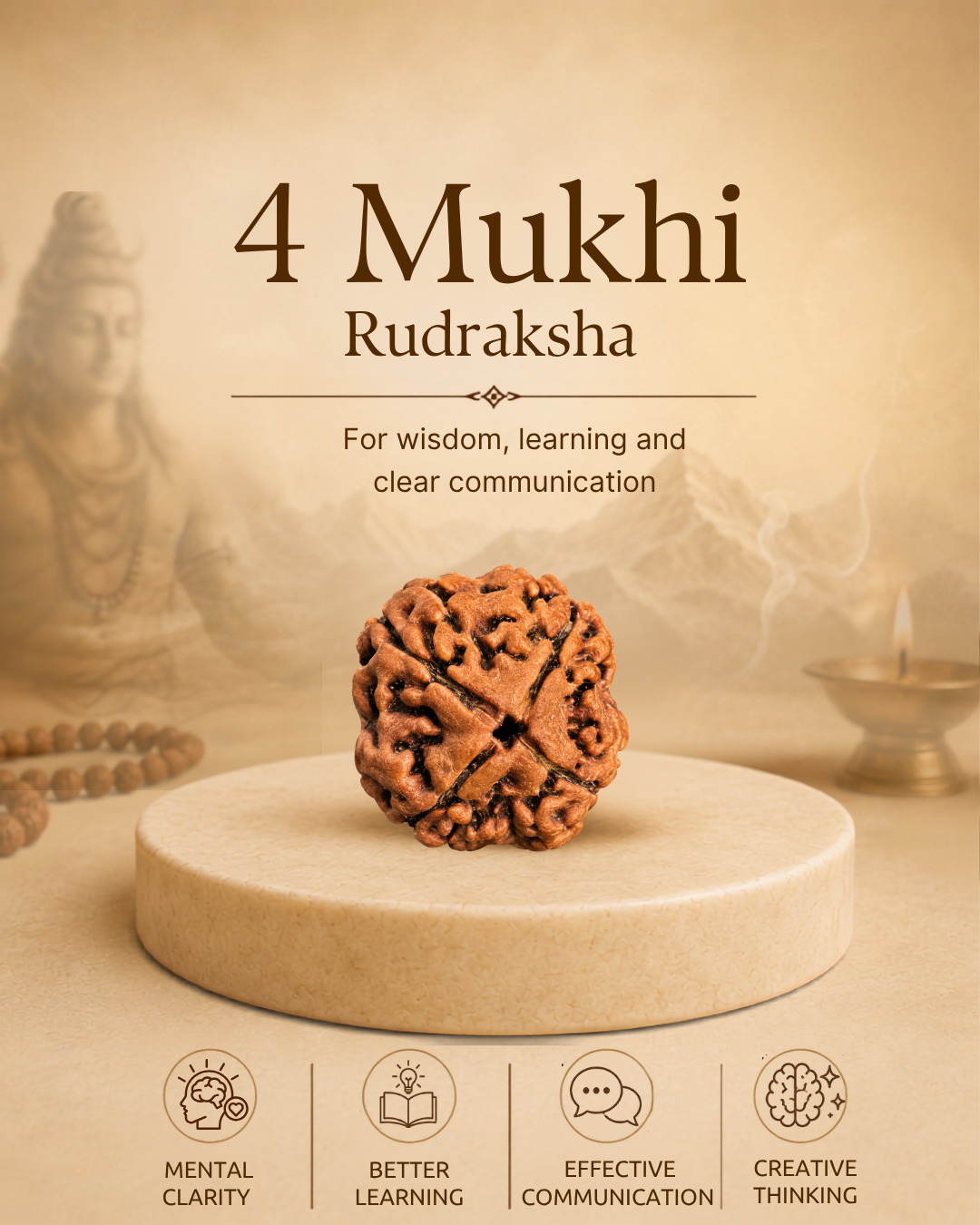 4 Mukhi Rudraksha (Natural | Nepal Origin)