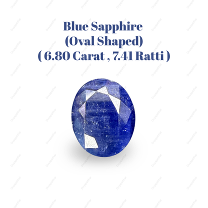 Natural Blue Sapphire (Neelam) Gemstone – Oval Shape (6.80 Carat | 7.41 Ratti | 12.0 × 9.8 × 5.9 mm)