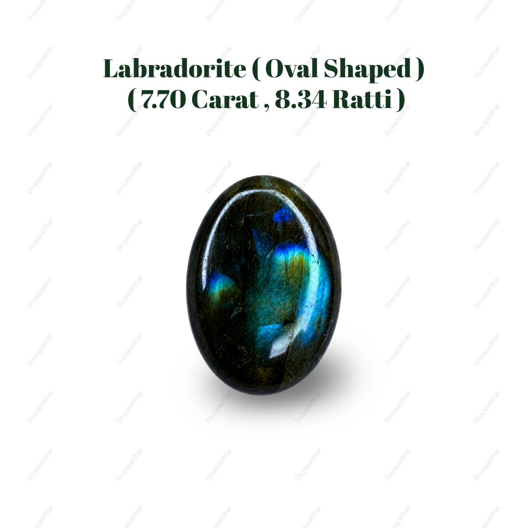 Natural Labradorite Gemstone – Oval Shape (7.70 Carat | 8.34 Ratti)