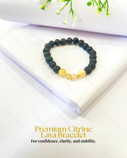 Premium Citrine Lava Bracelet (Success, Wealth & Positive Confidence)