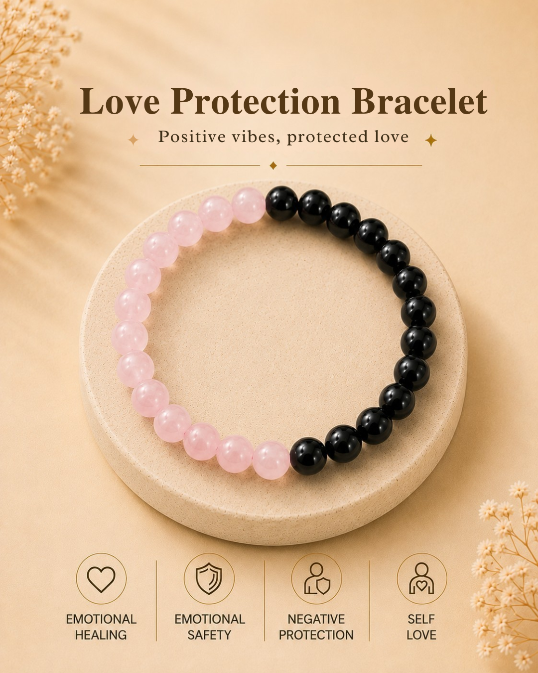 Natural Love Protection Bracelet (Heart Healing & Energy Shield)