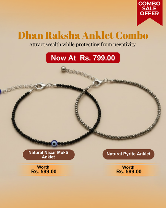 Dhan Raksha Anklet Combo – (Natural Nazar Mukti Anklet & Natural Pyrite Anklet)
