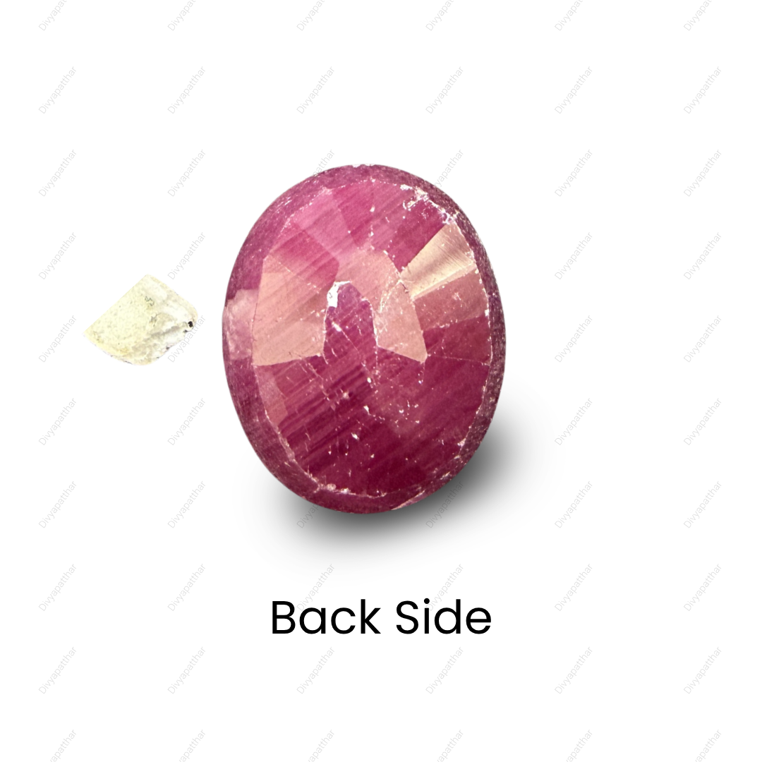 Natural Ruby (Manik) Gemstone – Oval Shape (5.40 Carat | 5.88 Ratti | 11.1 × 9.2 × 5.5 mm)