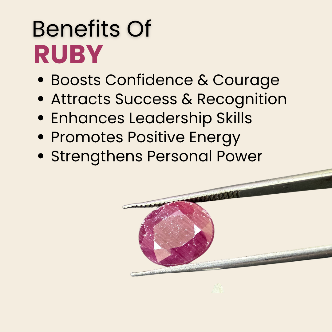 Natural Ruby (Manik) Gemstone – Oval Shape (5.40 Carat | 5.88 Ratti | 11.1 × 9.2 × 5.5 mm)