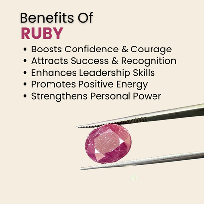 Natural Ruby (Manik) Gemstone – Oval Shape (5.40 Carat | 5.88 Ratti | 11.1 × 9.2 × 5.5 mm)