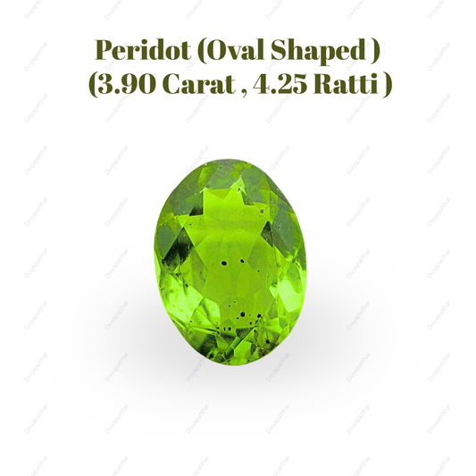 Natural Peridot Gemstone – Oval Shape (3.90 Carat | 4.25 Ratti)