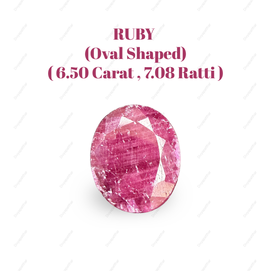 Natural Ruby (Manik) Gemstone – Oval Shape (6.50 Carat | 7.08 Ratti | 12.1 × 9.9 × 5.5 mm)