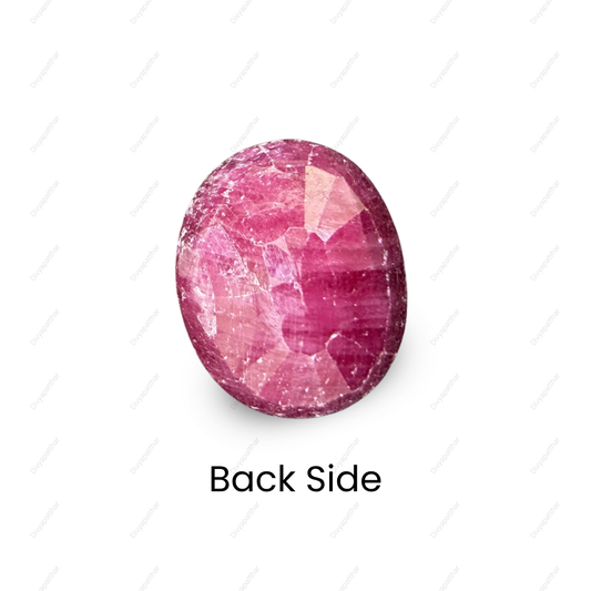 Natural Ruby (Manik) Gemstone – Oval Shape (6.50 Carat | 7.08 Ratti | 12.1 × 9.9 × 5.5 mm)