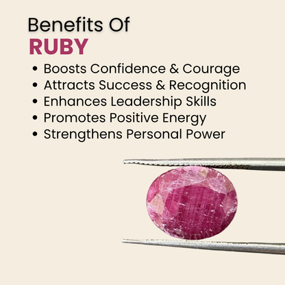 Natural Ruby (Manik) Gemstone – Oval Shape (6.50 Carat | 7.08 Ratti | 12.1 × 9.9 × 5.5 mm)