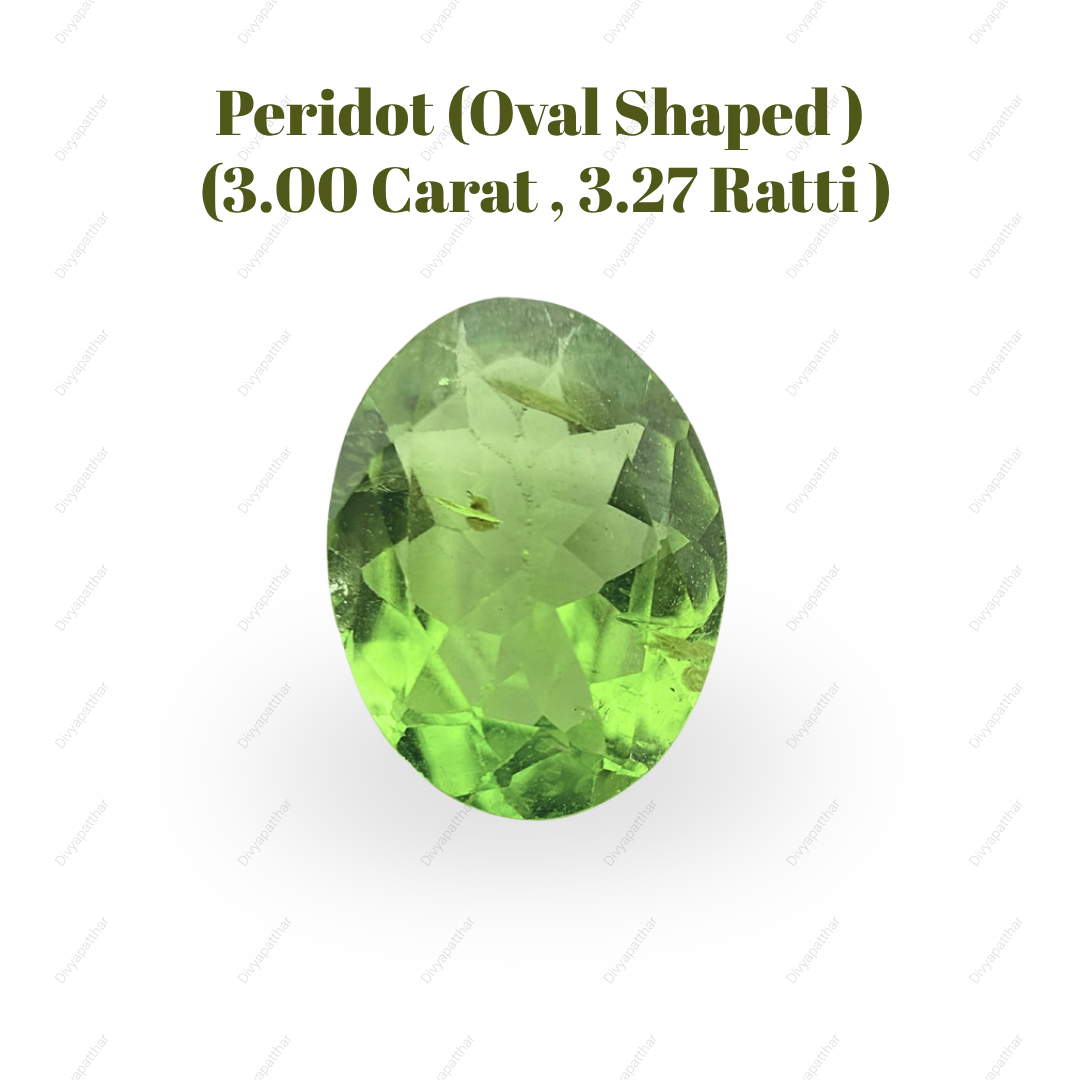 Natural Peridot Gemstone – Oval Shape (3.00 Carat | 3.27 Ratti)