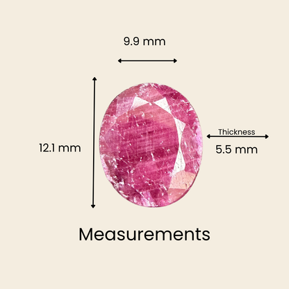 Natural Ruby (Manik) Gemstone – Oval Shape (6.50 Carat | 7.08 Ratti | 12.1 × 9.9 × 5.5 mm)