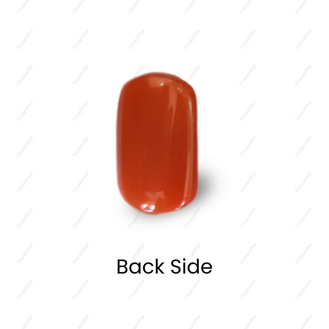 Natural Red Coral (Moonga) Gemstone – Cabochon Shape (6.05 Carat | 6.59 Ratti | 13.1 × 7.9 × 7.2 mm)