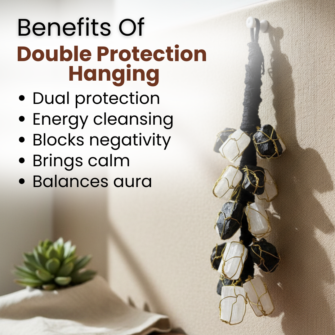 Double Protection Hanging (Black Tourmaline & Selenite for Complete Protection)