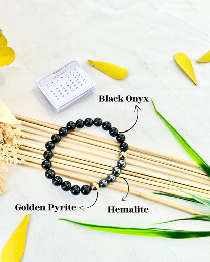 PERSONAL YEAR 4 BRACELET (Black Onyx • Golden Pyrite • Hematite)