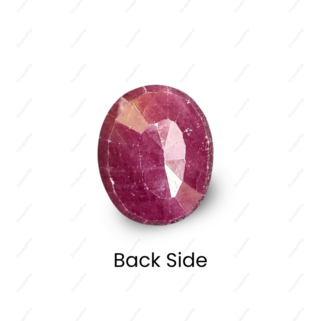 Natural Ruby (Manik) Gemstone – Oval Shape (4.70 Carat | 5.12 Ratti | 10.8 × 9.0 × 4.8 mm)