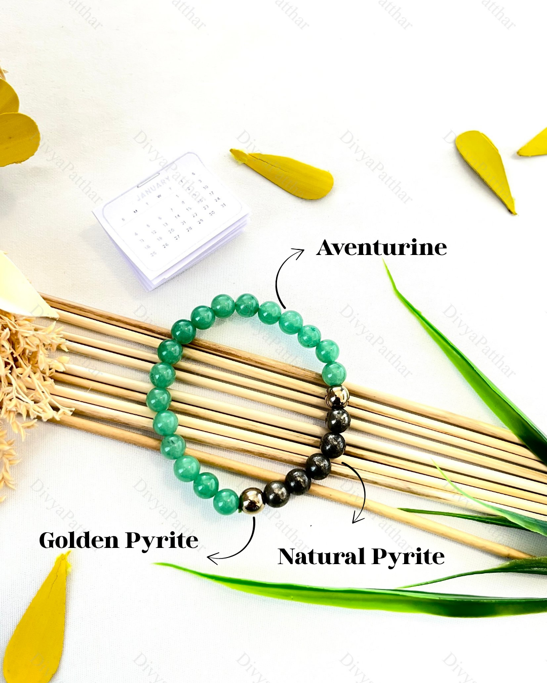 PERSONAL YEAR 5 BRACELET (Green Aventurine • Golden Pyrite • Natural Pyrite)