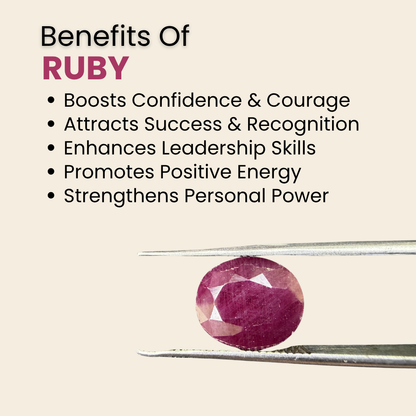 Natural Ruby (Manik) Gemstone – Oval Shape (4.70 Carat | 5.12 Ratti | 10.8 × 9.0 × 4.8 mm)