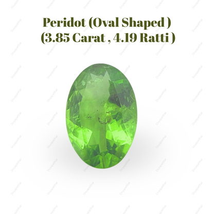 Natural Peridot Gemstone – Oval Shape (3.85 Carat | 4.19 Ratti)