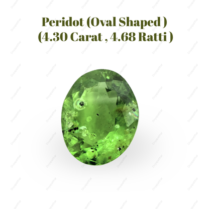 Natural Peridot Gemstone – Oval Shape (4.30 Carat | 4.68 Ratti)