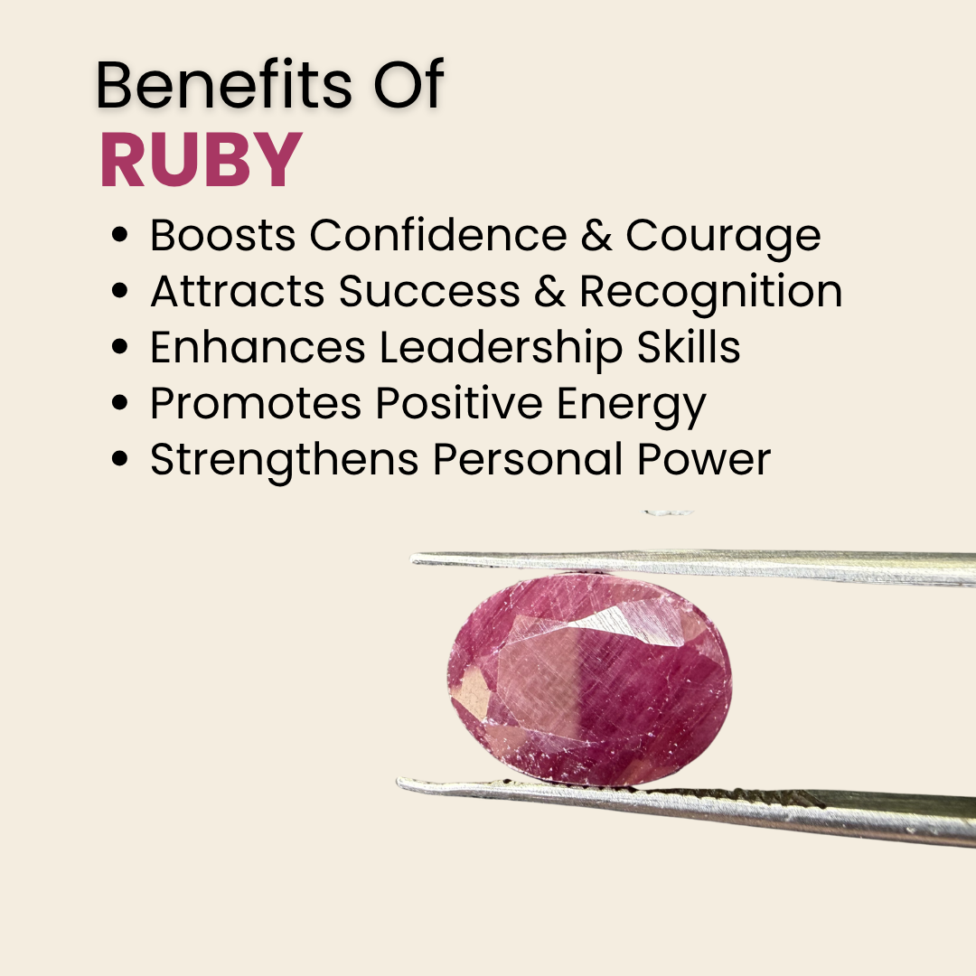 Natural Ruby (Manik) Gemstone – Oval Shape (5.50 Carat | 5.99 Ratti | 11.6 × 8.5 × 5.5 mm)
