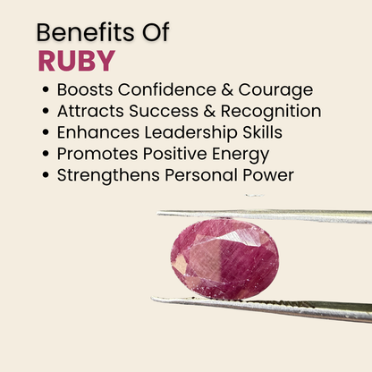 Natural Ruby (Manik) Gemstone – Oval Shape (5.50 Carat | 5.99 Ratti | 11.6 × 8.5 × 5.5 mm)