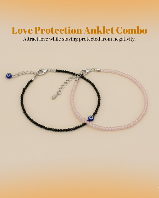 Love Protection Anklet Combo – ( Natural Nazar Mukti Anklet & Natural Rose Quartz Anklet)
