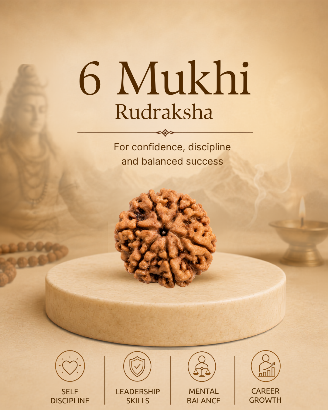 6 Mukhi Rudraksha (Natural | Nepal Origin)