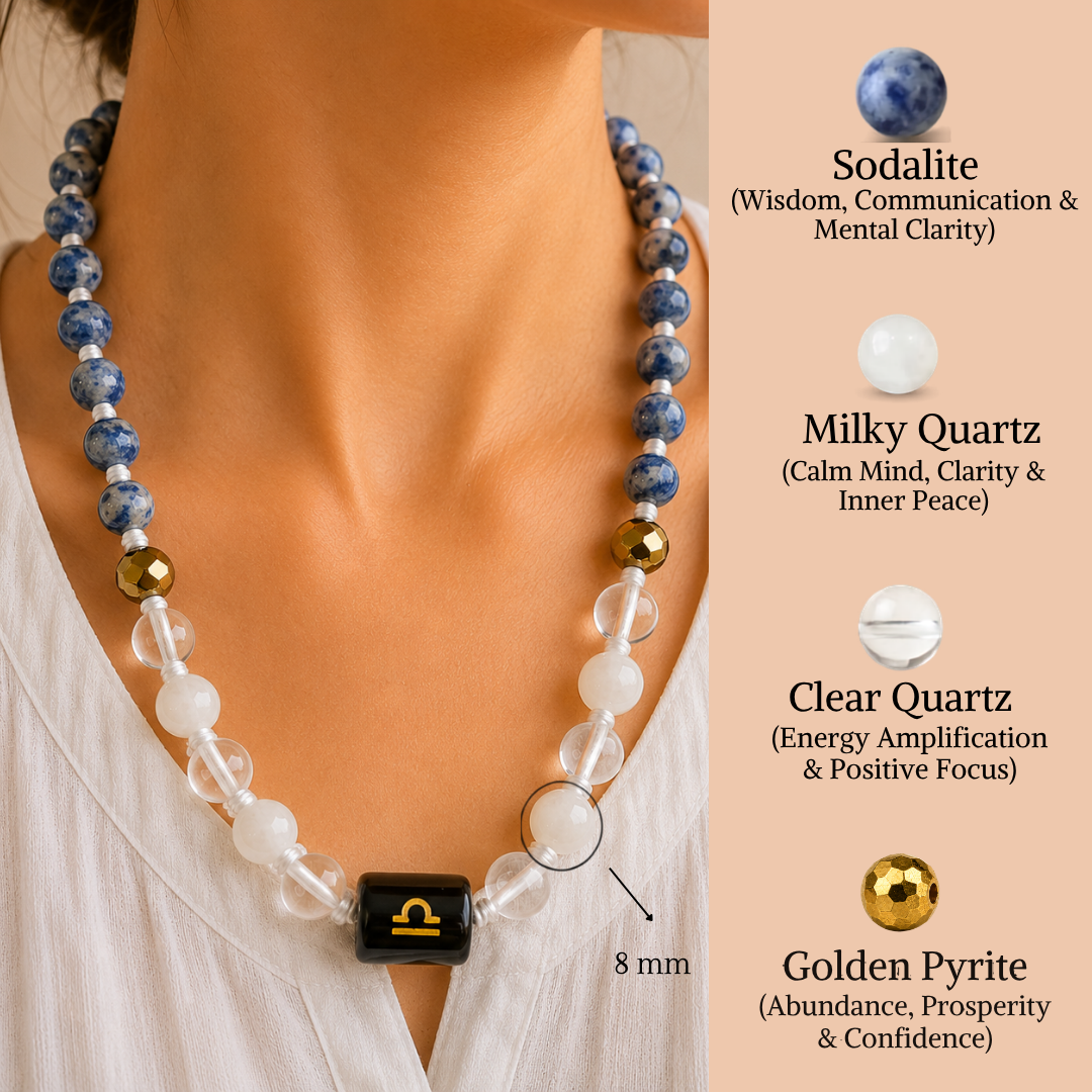 Libra Zodiac Mala – Wisdom, Clarity & Emotional Balance