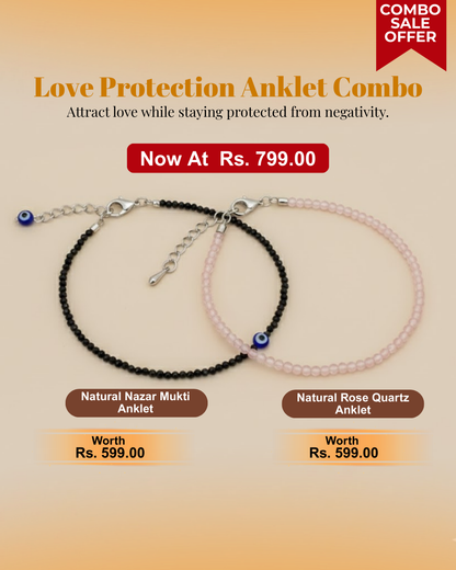 Love Protection Anklet Combo – ( Natural Nazar Mukti Anklet & Natural Rose Quartz Anklet)
