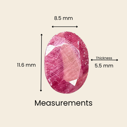 Natural Ruby (Manik) Gemstone – Oval Shape (5.50 Carat | 5.99 Ratti | 11.6 × 8.5 × 5.5 mm)