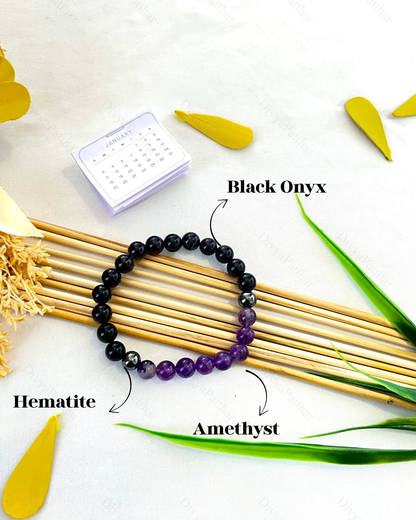 PERSONAL YEAR 8 BRACELET (Black Onyx • Amethyst • Hematite)