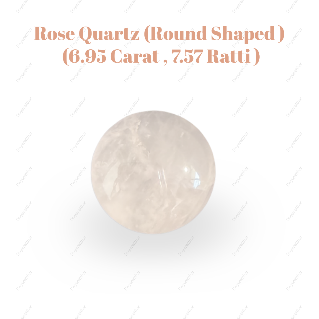 Natural Rose Quartz Gemstone – Round Shape (6.95 Carat | 7.57 Ratti)