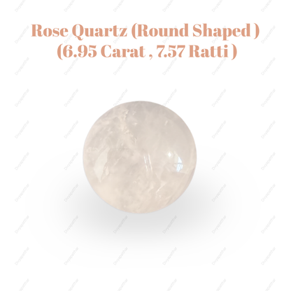 Natural Rose Quartz Gemstone – Round Shape (6.95 Carat | 7.57 Ratti)