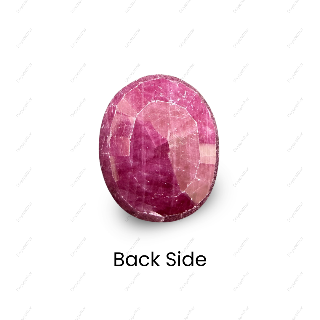 Natural Ruby (Manik) Gemstone – Oval Shape (8.30 Carat | 9.04 Ratti | 13.3 × 10.8 × 5.3 mm)