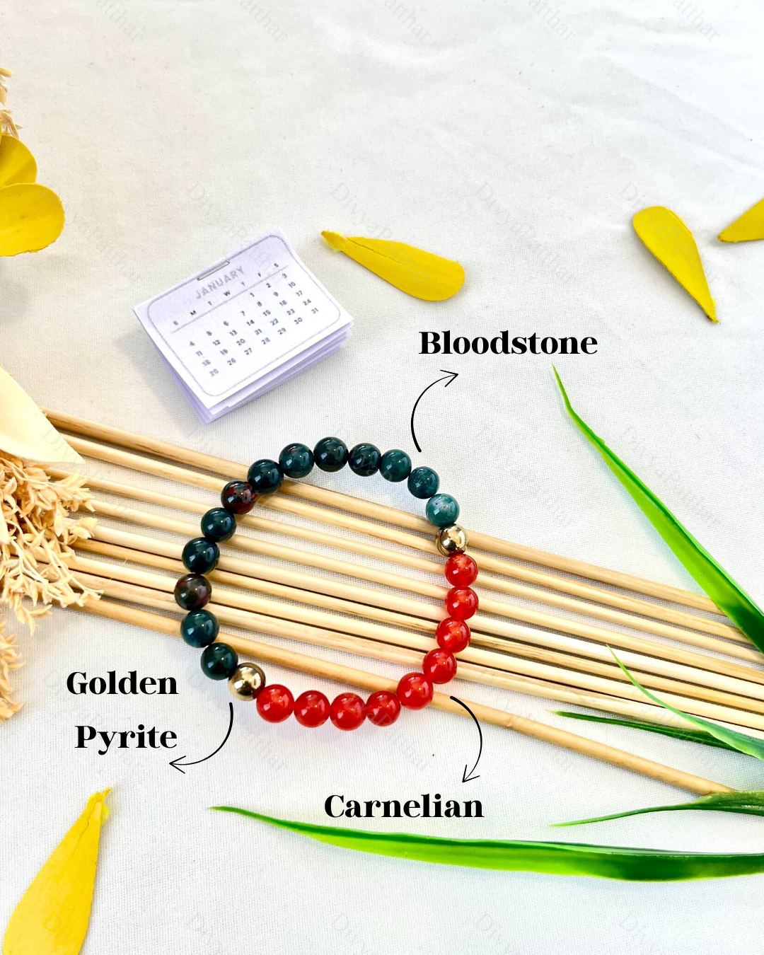 PERSONAL YEAR 9 BRACELET (Bloodstone • Golden Pyrite • Carnelian)