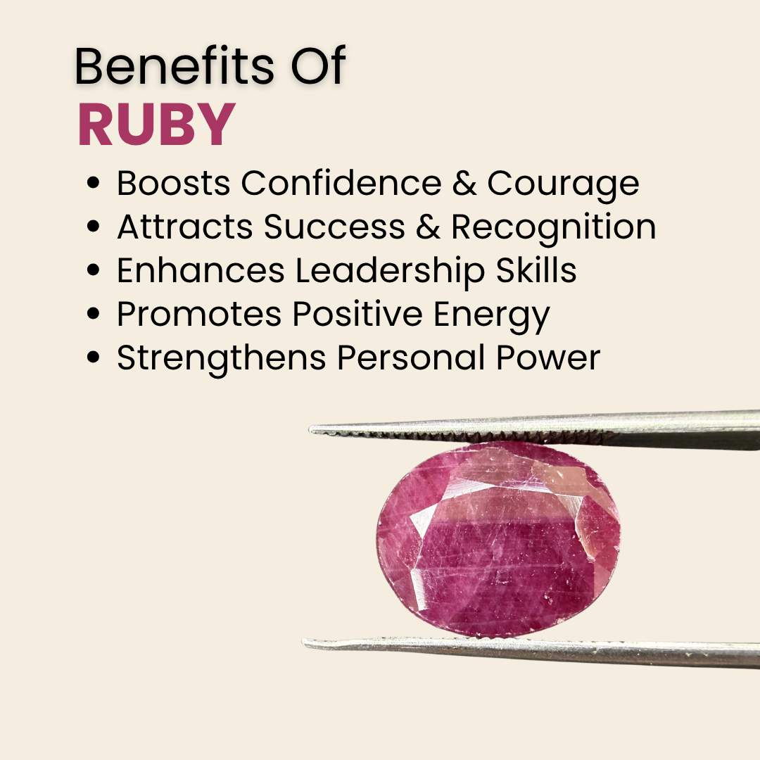 Natural Ruby (Manik) Gemstone – Oval Shape (8.30 Carat | 9.04 Ratti | 13.3 × 10.8 × 5.3 mm)