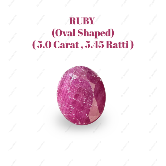 Natural Ruby (Manik) Gemstone – Oval Shape (5.00 Carat | 5.45 Ratti | 11.1 × 9.0 × 5.1 mm)