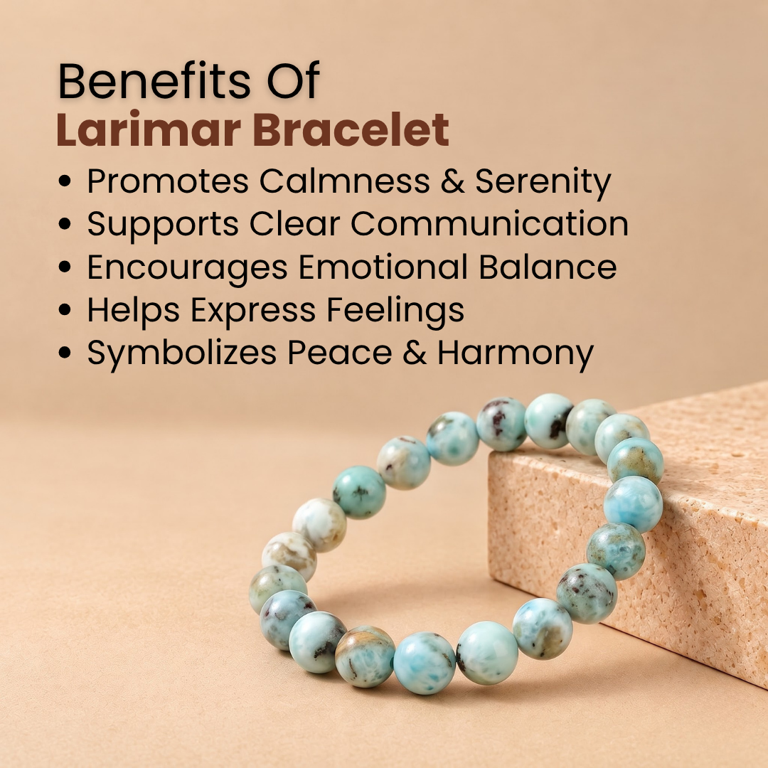 Natural Larimar Gemstone Bracelet – Calmness, Emotional Balance & Inner Peace