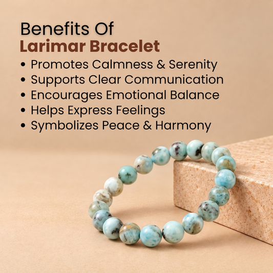 Natural Larimar Gemstone Bracelet – Calmness, Emotional Balance & Inner Peace