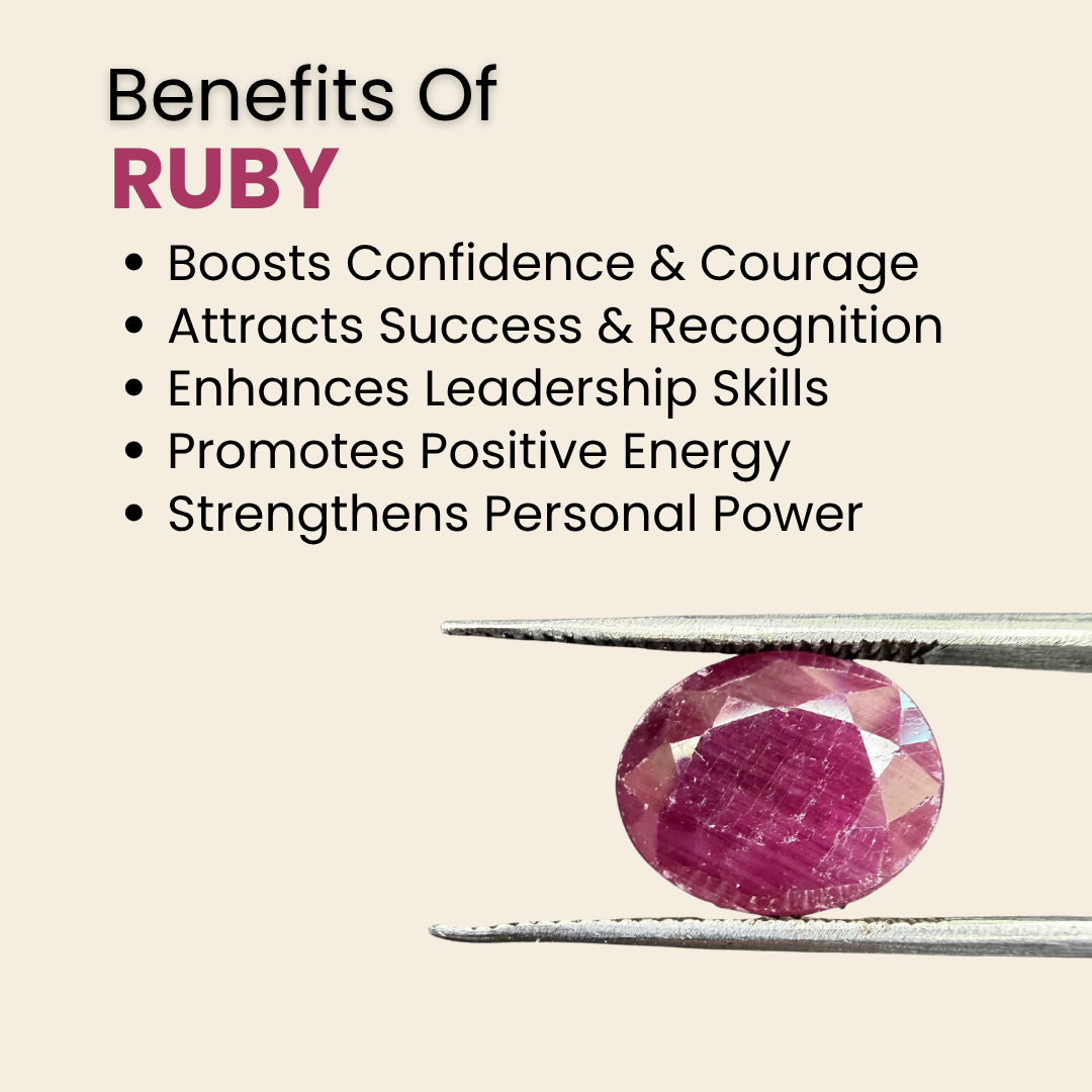 Natural Ruby (Manik) Gemstone – Oval Shape (5.00 Carat | 5.45 Ratti | 11.1 × 9.0 × 5.1 mm)