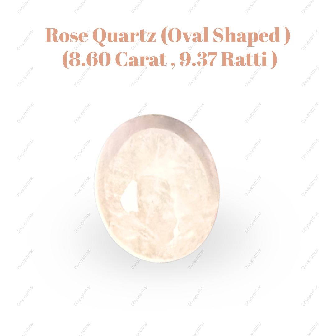 Natural Rose Quartz Gemstone – Oval Shape (8.60 Carat | 9.37 Ratti)