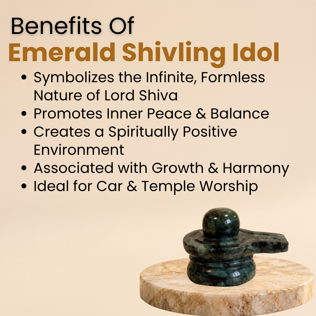 Natural Emerald (Panna) Shivling Idol (265 Carat | LBH: 5 × 3.5 × 3 cm)