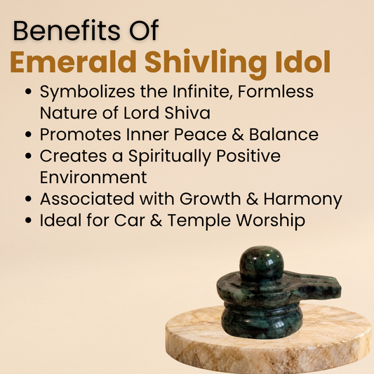 Natural Emerald (Panna) Shivling Idol (265 Carat | LBH: 5 × 3.5 × 3 cm)