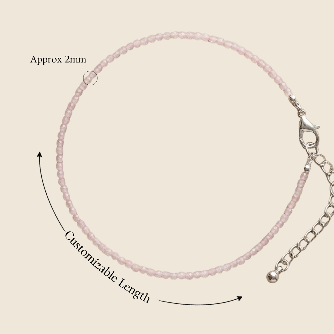 Natural Rose Quartz Anklet (Love, Emotional Healing & Elegant Fashion Charm)